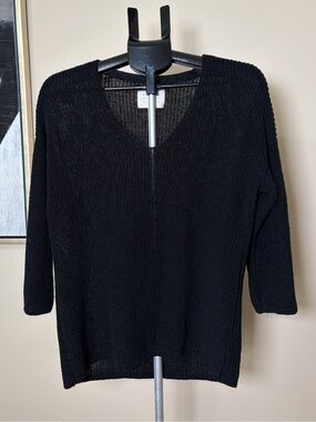 Part Two Copenhagen Pure Linen V-Neck Knit Sweater Fisherman Minimalist Large